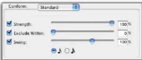 Conform: Standard ✓ Strength: 100 % ✓ Exclude Within: 0 % ✓ Swing: 100 %