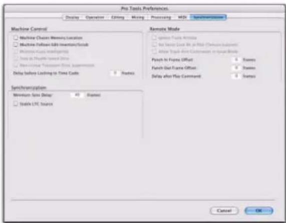 Avid Pro Tools 7.3 - Préférences de synchronisation - 1