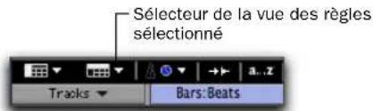 Sélecteur de la vue des règles sélectionné Tracks Bars: Beats