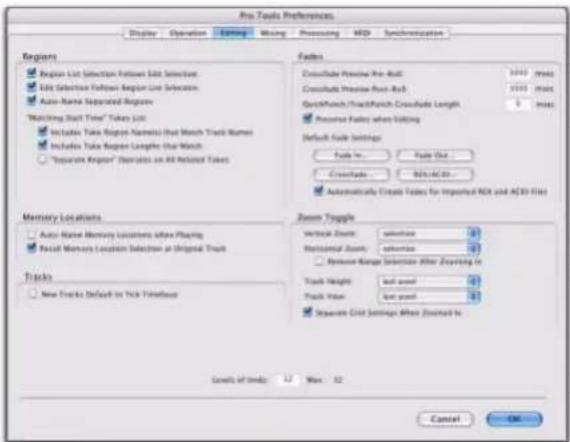 Avid Pro Tools 7.3 - Préférences d'édition - 1
