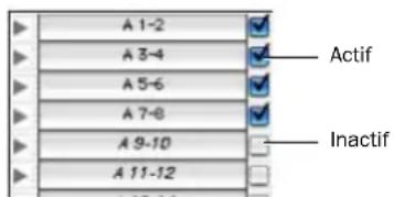 A 1-2 A 3-4 A 5-6 A 7-8 A 9-10 A 11-12 Actif Inactif
