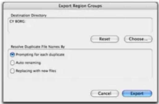 Avid Pro Tools 7.3 - Pour exporter un groupe de régions sans ses fichiers audio : - 1