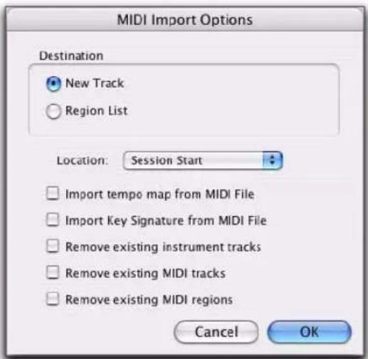 Avid Pro Tools 7.3 - Pour importer des fichiers MIDI dans une session (depuls le menu File de Pro Tools) : - 1