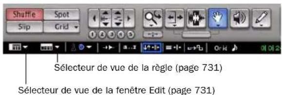 Shuffle Spot Slip Grid Sélecteur de vue de la règle (page 731) Sélecteur de vue de la fenêtre Edit (page 731)