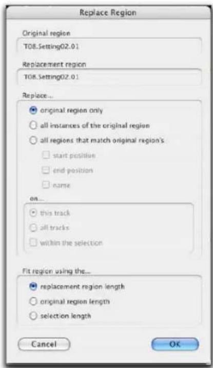 Avid Pro Tools 7.3 - Boîte de dialogue Replace Region - 1