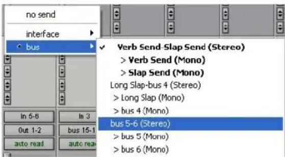 no send interface bus In 5-8 Out 1-2 bus 15-1 auto read In 3 bus 15-1 Auto read Verb Send-Slap Send (Stereo) > Verb Send (Mono) > Slap Send (Mono) Long Slap-bus 4 (Stereo) > Long Slap (Mono) > bus 4 (Mono) bus 5-6 (Stereo) > bus 5 (Mono) > bus 6 (Mono)