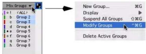 Avid Pro Tools 7.3 - Pour modifier un groupe : - 1