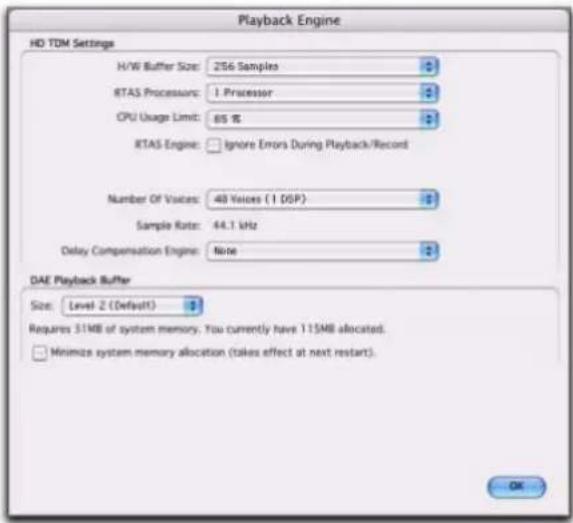 Avid Pro Tools 7.3 - Pour modifier la taille du buffer de lecture DAE : - 1
