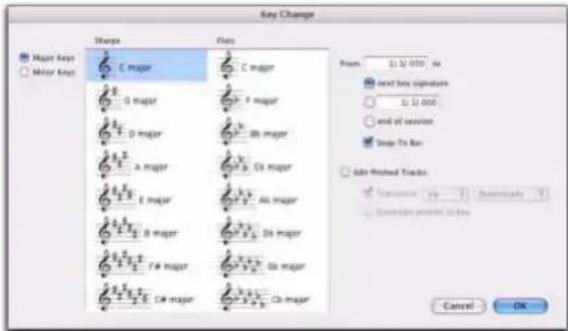 Avid Pro Tools 7.3 - Boîte de dialogue Key Change - 1