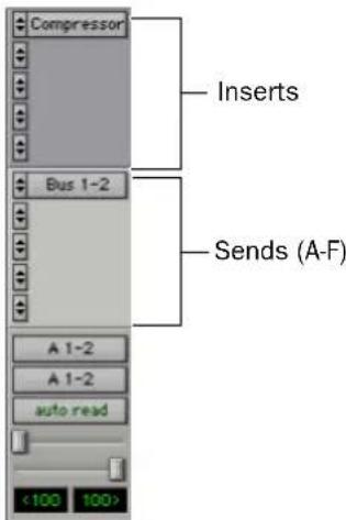 Compressor Bus 1-2 A 1-2 A 1-2 auto read <100 100> Inserts Sends (A-F)