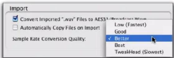 Avid Pro Tools 7.3 - Pour définir la qualité de conversion de la fréquence d'échantillonnage : - 1