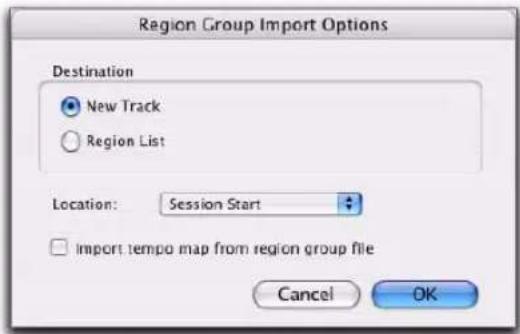 Avid Pro Tools 7.3 - Pour Importer un groupe de régions avec les commandes de menu Pro Tools : - 1