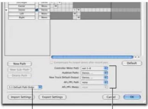 Avid Pro Tools 7.3 - Sélecteurs par défaut dans la boîte de dialogue I/O Setup - 1