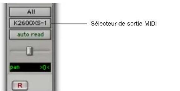 All K2600XS-1 auto read Pan >0< R Sélecteur de sortie MIDI