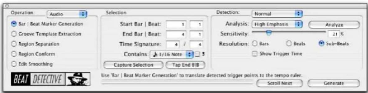 Avid Pro Tools 7.3 - Fenêtre Beat Detective - 1