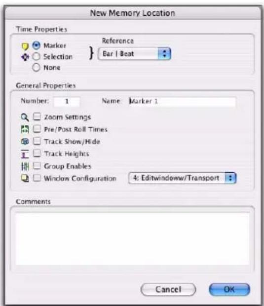 Avid Pro Tools 7.3 - Propriétés des emplacements mémoire - 1