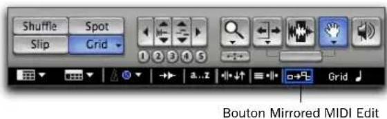 Avid Pro Tools 7.3 - Pour activer l'édition MIDI en miroir, procédez comme suit : - 1