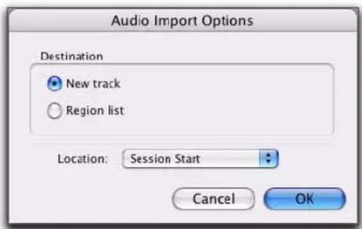 Avid Pro Tools 7.3 - Pour Importer des fichlers ou des régions audio dans une session (depuis le menu File de Pro Tools) : - 4