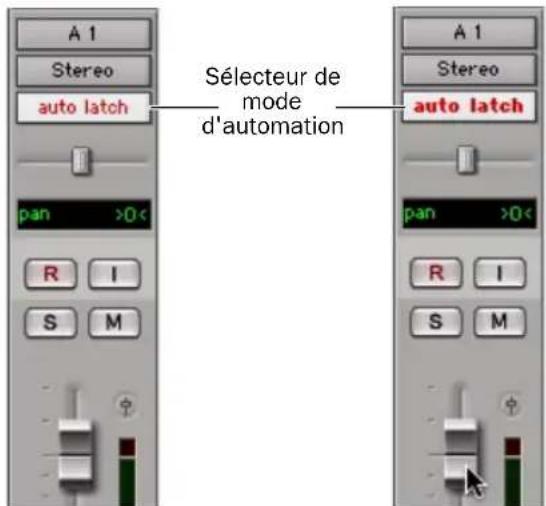 Avid Pro Tools 7.3 - Pour préparer les commandes à une automation d'écriture en mode Latch pendant l'arrêt du transport : - 1
