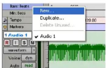 Avid Pro Tools 7.3 - Pour enregistrer vers une nouvelle playlist de piste : - 1