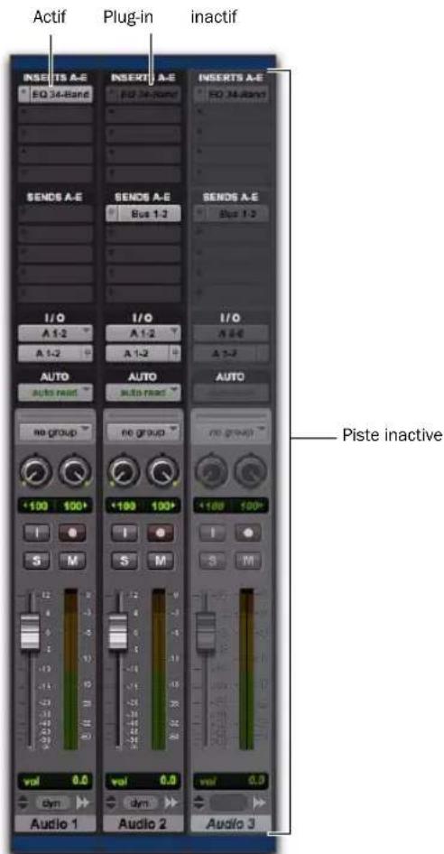 Actif Plug-in inactif INSERTS A-E EQ 34-Band INSERTS A-E EQ 34-Band INSERTS A-E EQ 34-Band SENDS A-E Bus 1-2 SENDS A-E Bus 1-2 I/O A 1-2 I/O A 1-2 A 1-2 I/O A 6-6 A 7-7 AUTO AUTO AUTO Auto head Auto head no group no group no group +100 100+ +100 100+ +100 100+ Volume 0.0 Volume 0.0 Volume 0.0 Audio 1 Audio 2 Audio 3 Piste inactive