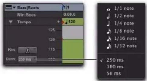 Avid Pro Tools 8.0 - Sélection de la densité d'édition du tempo - 1