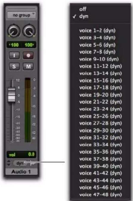 Avid Pro Tools 8.0 - Pour définir l'assignation d'une voix à une piste : - 1