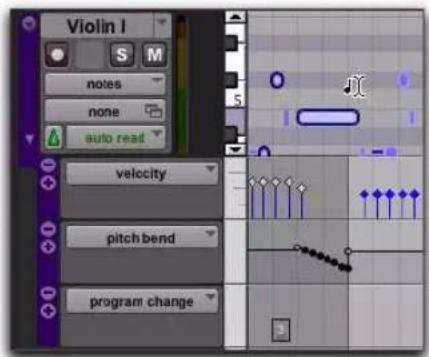 Avid Pro Tools 8.0 - Pour sélectionner uniquement des notes et vélocités MIDI avec le sélecteur de notes : - 1
