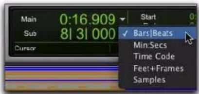 Avid Pro Tools 8.0 - Pour définir l'échelle temporelle du compteur secondaire : - 1