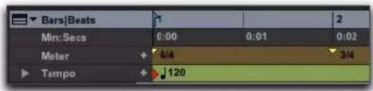 Avid Pro Tools 8.0 - Métrique en cours affichée dans la fenêtre Transport - 3