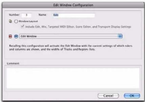 Avid Pro Tools 8.0 - Propriétés des configurations de fenêtres - 1