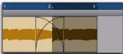 Avid Pro Tools 8.0 - Pour déplacer une région par Incrément et étendre le crossfade correspondant : - 2