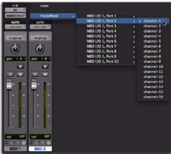 Avid Pro Tools 8.0 - Pour assigner une piste MIDI (et toutes ses régions) à un canal de périphérique MIDI donné : - 2