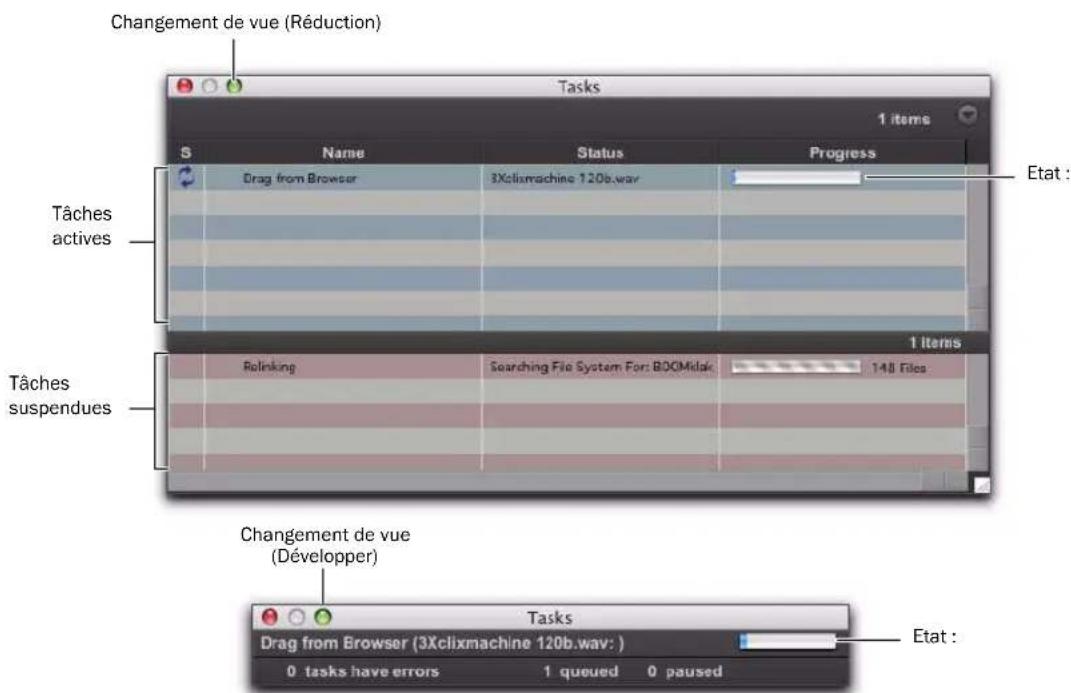 Avid Pro Tools 8.0 - Messages de la fenêtre de tâches - 1