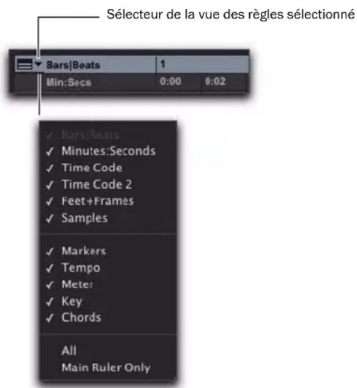 Avid Pro Tools 8.0 - Sélecteur de la vue des règles - 1