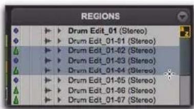 Avid Pro Tools 8.0 - Pour sélectionner un ensemble de régions, effectuez l'une des opérations suivantes : - 1