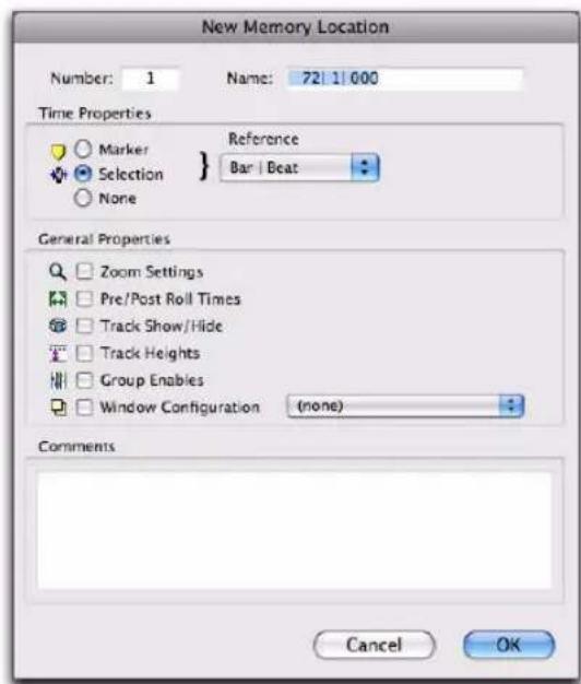 Avid Pro Tools 8.0 - Pour sauvegarder une sélection d'édition à l'aide d'un emplacement mémoire : - 1