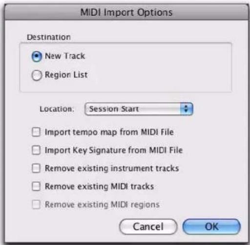 Avid Pro Tools 8.0 - Pour Importer des fichlers MIDI dans une session (depuis le menu File de Pro Tools) : - 1