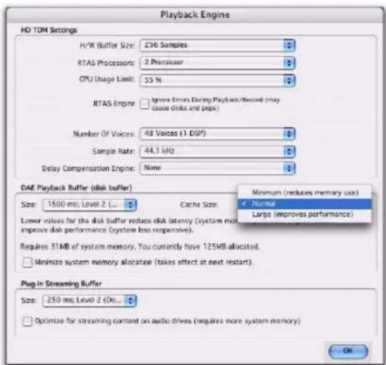 Avid Pro Tools 8.0 - Pour modifier la taille du cache : - 1