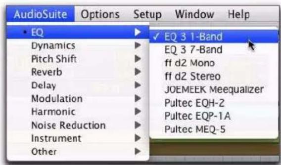 Avid Pro Tools 8.0 - Pour ouvrir des fenêtres des plug-in AudioSuite : - 1