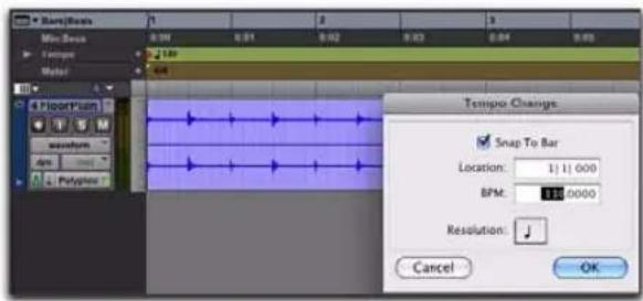 Avid Pro Tools 8.0 - Modifier le tempo de la session pour modifier le tempo de la région : - 1