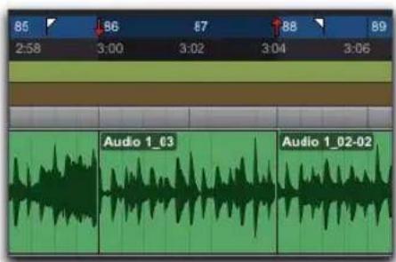 Avid Pro Tools 8.0 - Pour définir la région à enregistrer dans une règle temporelle : - 1