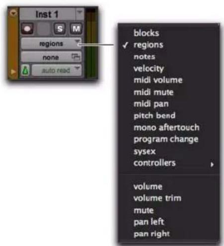 Avid Pro Tools 8.0 - Pour définir le mode de visualisation de la piste : - 6