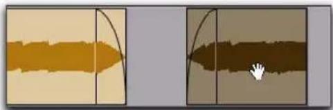 Avid Pro Tools 8.0 - Pour séparer des régions adjacentes à un crossfade et conserver le fondu correspondant : - 2