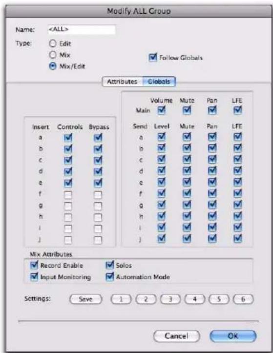 Avid Pro Tools 8.0 - Pour changer les paramètres du groupe "All" dans Pro Tools HD : - 1