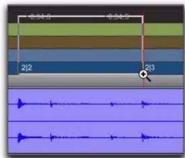 Avid Pro Tools 8.0 - Pour effectuer un zoom horizontal dans une règle : - 1