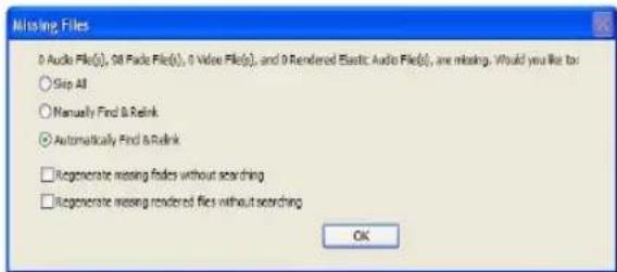 Avid Pro Tools 8.0 - Pour ouvrir une session ProTools avec des fichiers manquants : - 1