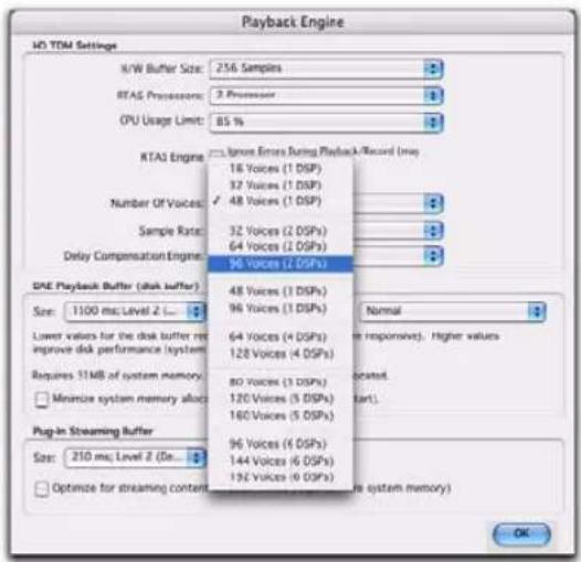 Avid Pro Tools 8.0 - Pour modifier le nombre de voix et de ressources DSP à allouer : - 1