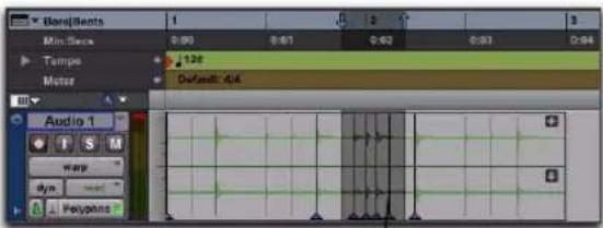 Avid Pro Tools 8.0 - Pour appliquer une distorsion de plage avec une sélection d'édition : - 1