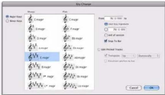Avid Pro Tools 8.0 - Boîte de dialogue Key Change - 1